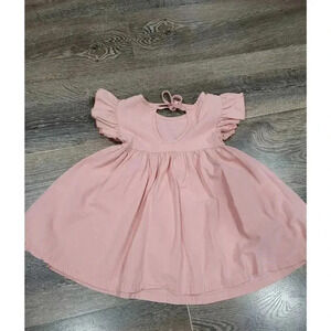 Toddler Girl Pink‎ Flutter Sleeve Dress size 3t #r